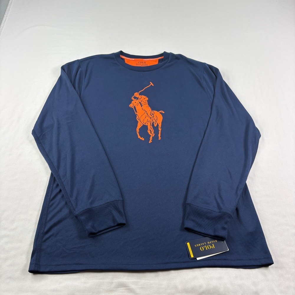 Polo Ralph Lauren Shirt Boys XL Blue Performance Big Pony Long Sleeve Youth NEW